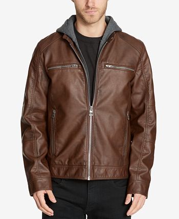 Guess men's clearance faux leather jacket