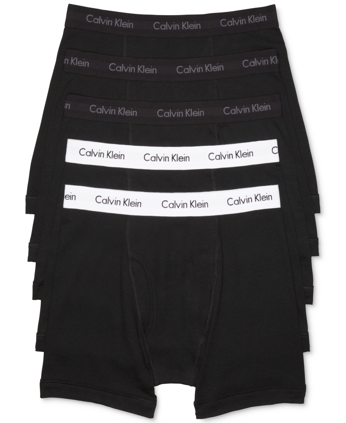 Men's 5-pack Cotton Classic Boxer Briefs Underwear In All Black,black With  White Waistband