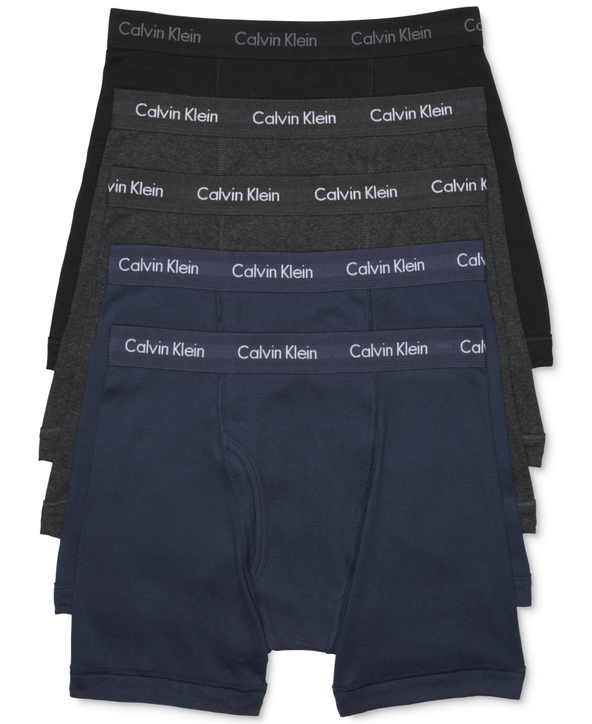 Shop Calvin Klein Men's 5-pack Cotton Classic Boxer Briefs Underwear In Black,dark Grey,navy