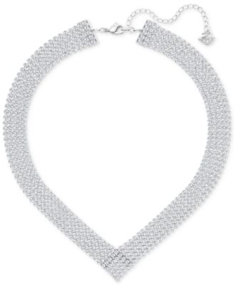 Swarovski - Silver-Tone Crystal Mesh Statement Necklace