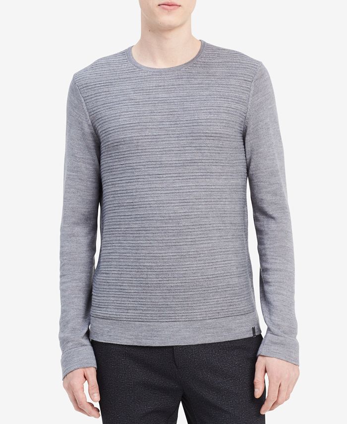 Calvin Klein Men's Textured Stripe Merino Sweater - Macy's