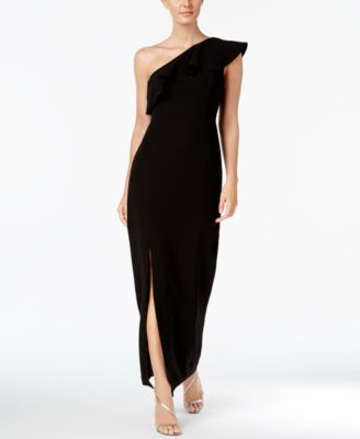 calvin klein black one shoulder dress