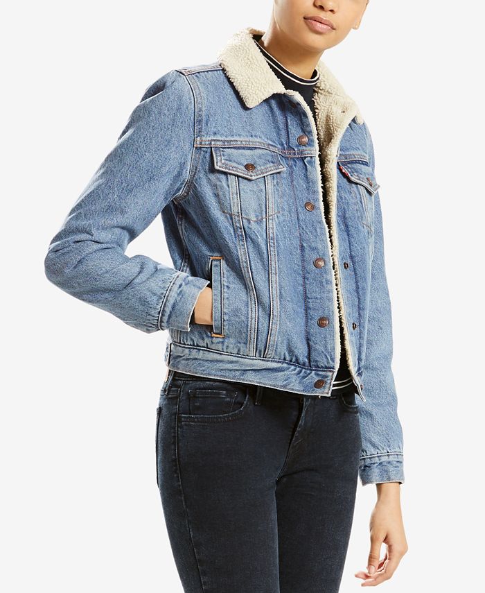 Top 60+ imagen levi’s shearling denim jacket womens