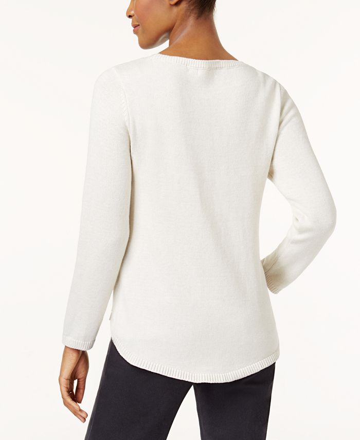 Style & Co Petite Cotton Embroidered Sweater, Created for Macy's Macy's