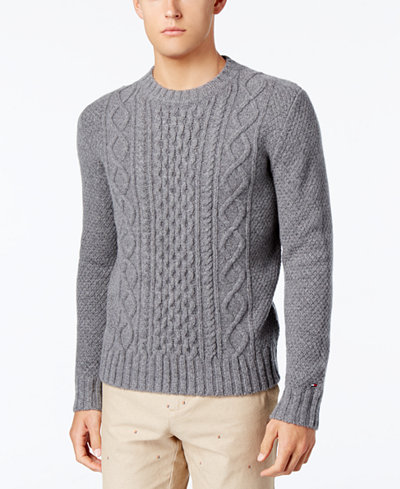 Tommy Hilfiger Men's Finn Fisherman Crewneck Sweater - Sweaters - Men ...