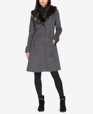 Lauren Ralph Lauren Faux-Fur-Collar Fit & Flare Coat, Created for