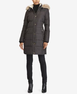 lauren ralph lauren quilted down faux fur parka