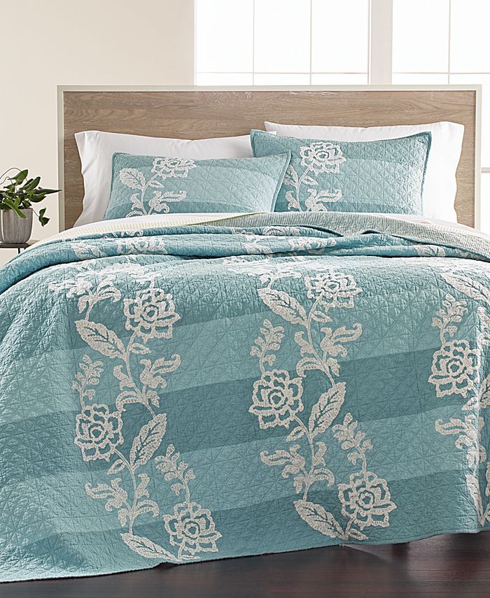 Martha Stewart Collection CLOSEOUT! Gardenia Cotton Stripe Crewelwork