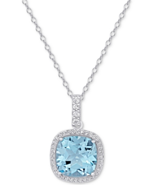 image of Blue Topaz (1-5/8 ct. t.w.) & White Topaz (4-3/4 ct. t.w.) Pendant Necklace in Sterling Silver
