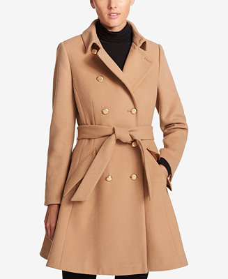 Dkny Double Ted Fit Flare, Plus Size Flare Peacoat