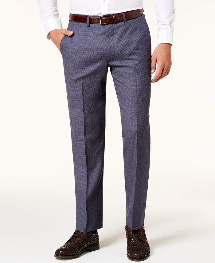 Vince Camuto Men's Slim-Fit Dusty Blue Birdseye Suit - Macy's