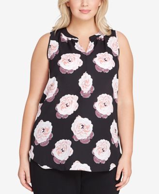 Tahari ASL - Plus Size Floral-Print Shell