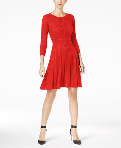 Calvin Klein Fit & Flare Sweater Dress - Dresses - Women - Macy&#39;s