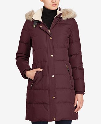 Lauren Ralph Lauren Petite Faux-Fur-Trim Quilted Puffer Coat - Women ...