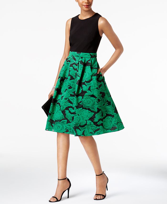 SL Fashions Floral-Print Fit & Flare Dress - Macy's