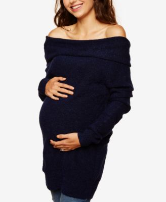 off the shoulder maternity sweater dress