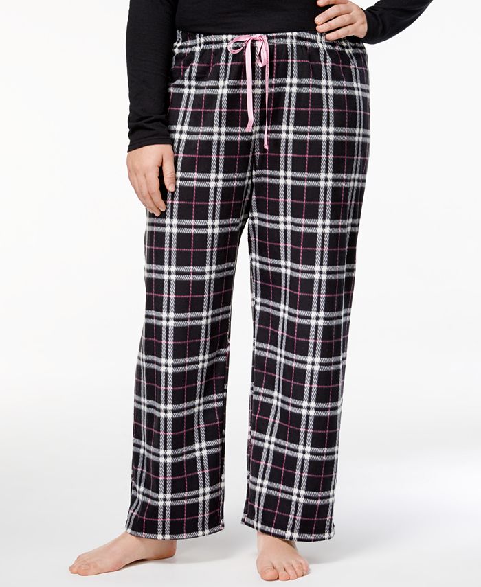 Hue Plus Size Snuggly Fleece Plaid Pajama Pants & Reviews - Bras ...