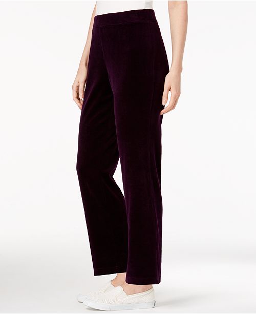 Karen Scott Petite Velour Pull-On Pants, Created for Macy's & Reviews ...