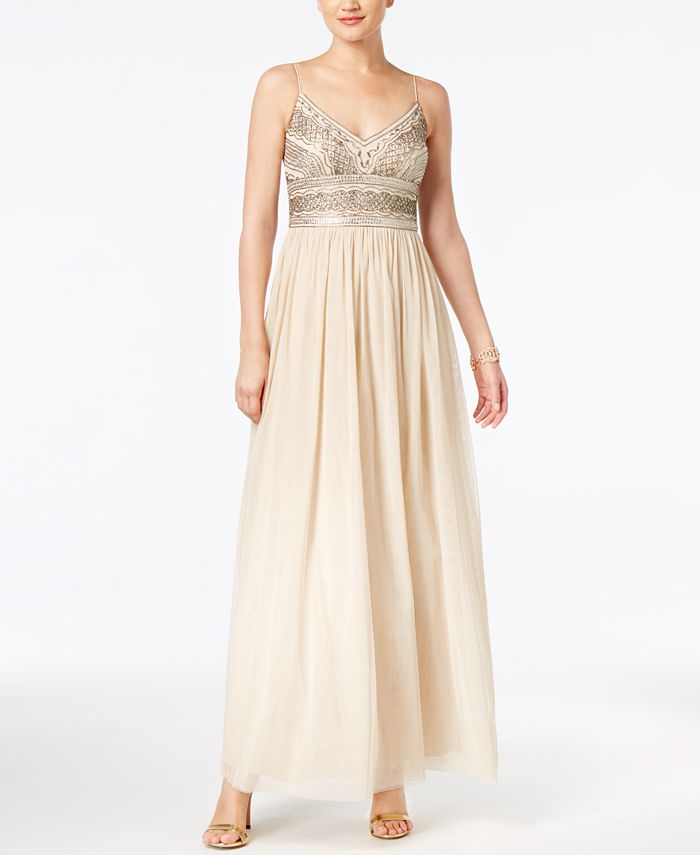 Adrianna Papell Beaded Gown - Macy's