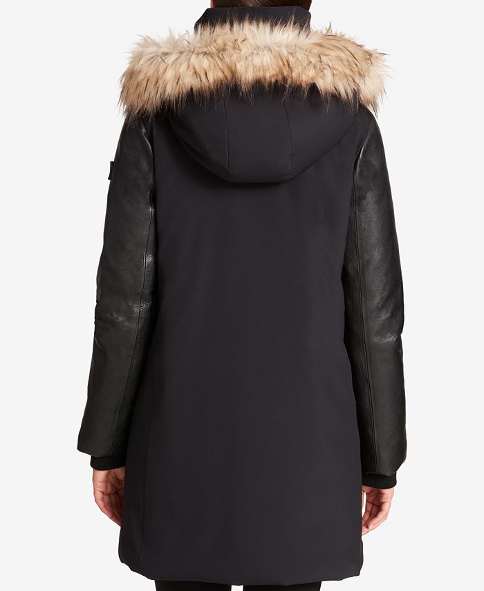 DKNY MixedMedia Asymmetrical Puffer Coat Macy's
