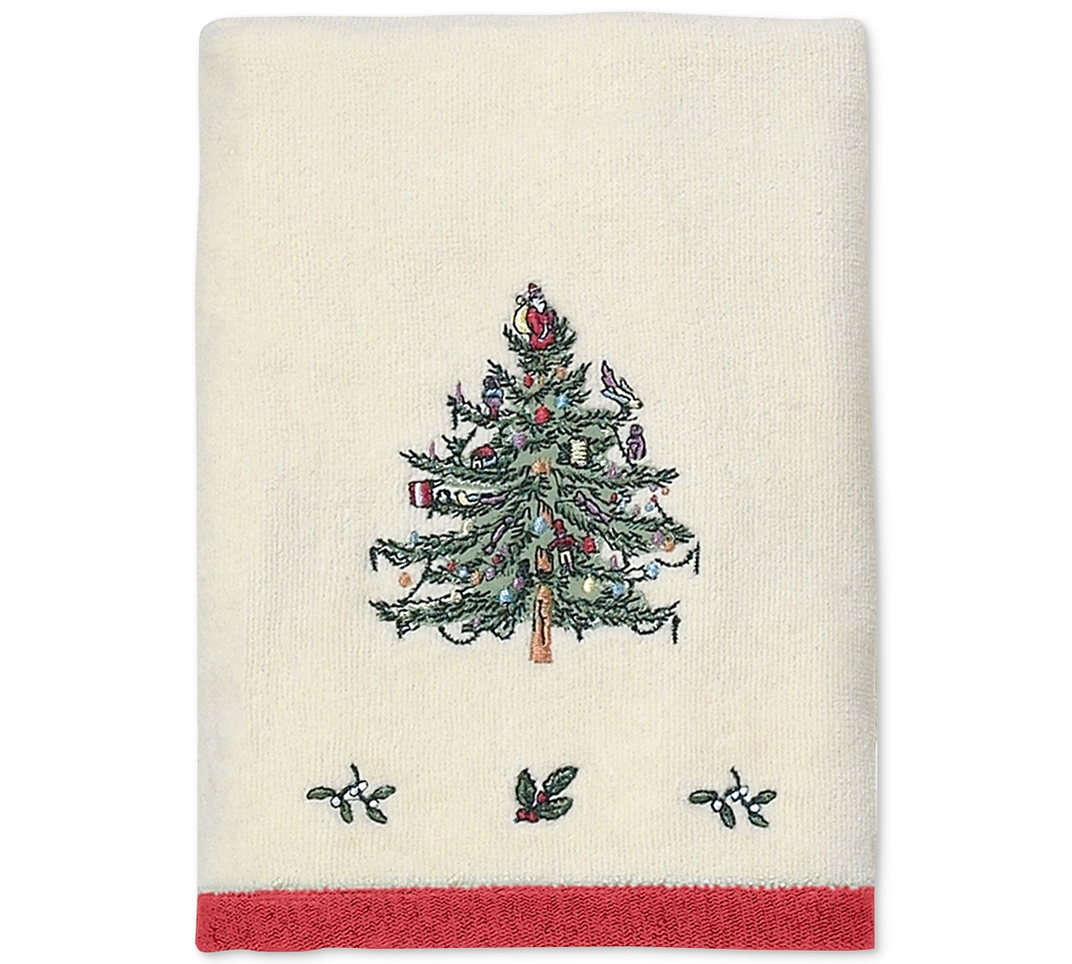 Spode Christmas Tree Hand Towel, 16" X 28" In Ivory