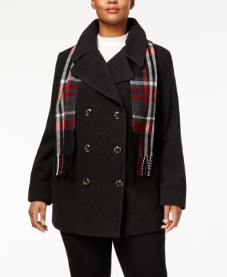 London Fog - Plus Size Peacoat with Scarf
