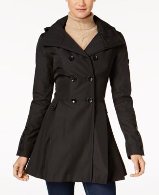 Calvin Klein Skirted Hooded Raincoat - Macy's