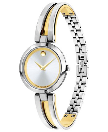 Movado - Women's Swiss Aleena Two-Tone Stainless Steel PVD Bangle Bracelet Watch 27mm
