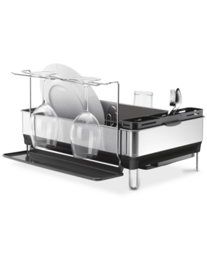 simplehuman Dish Rack, Steel Frame with Wine Glass Holder