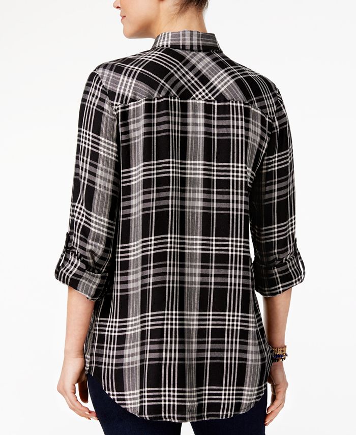 Style & Co Petite Plaid Utility Shirt, Created for Macy's - Macy's
