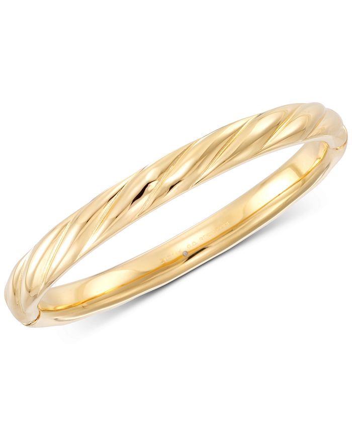 Signature Gold Ribbed Hinged Bangle Bracelet in 14k Gold over Resin