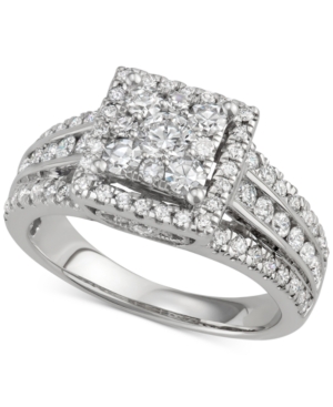image of Diamond Square Cluster Halo Engagement Ring (1-1/2 ct. t.w.) in 14k White Gold