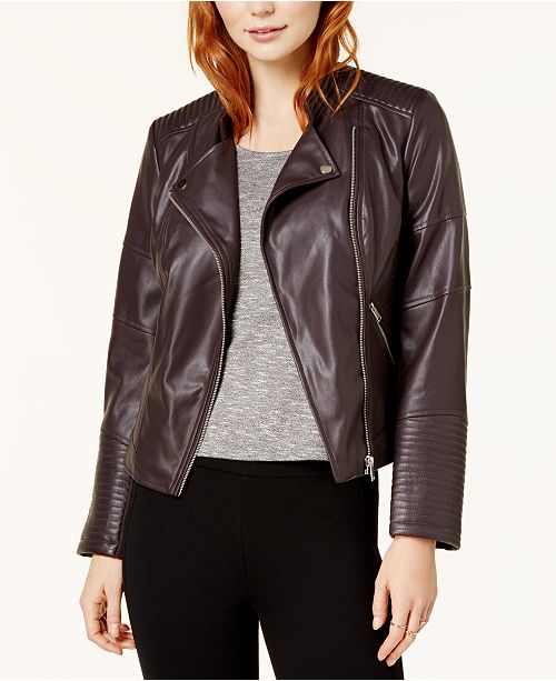 Bar III FauxLeather Moto Jacket, Created for Macy's Jackets Women