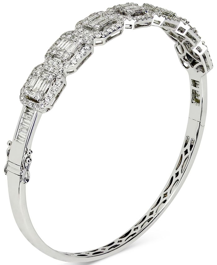 Macy's Diamond Halo Bangle Bracelet (3-1/4 ct. t.w.) in 14k White Gold ...