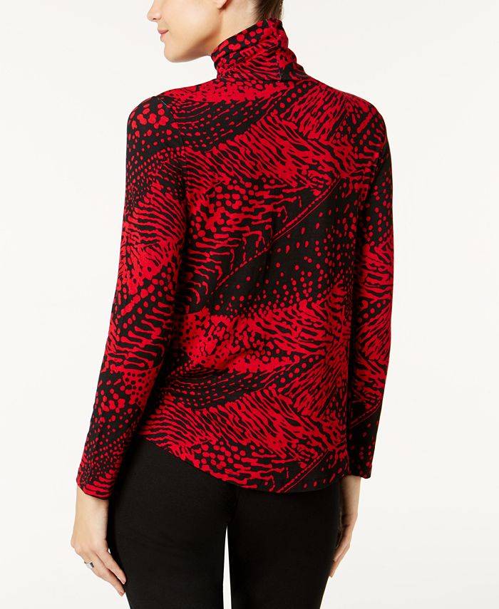 JM Collection Petite AnimalPrint Turtleneck Top, Created for Macy's