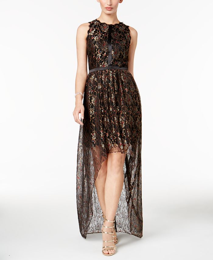 Adrianna Papell Metallic Lace High Low Dress Macy s