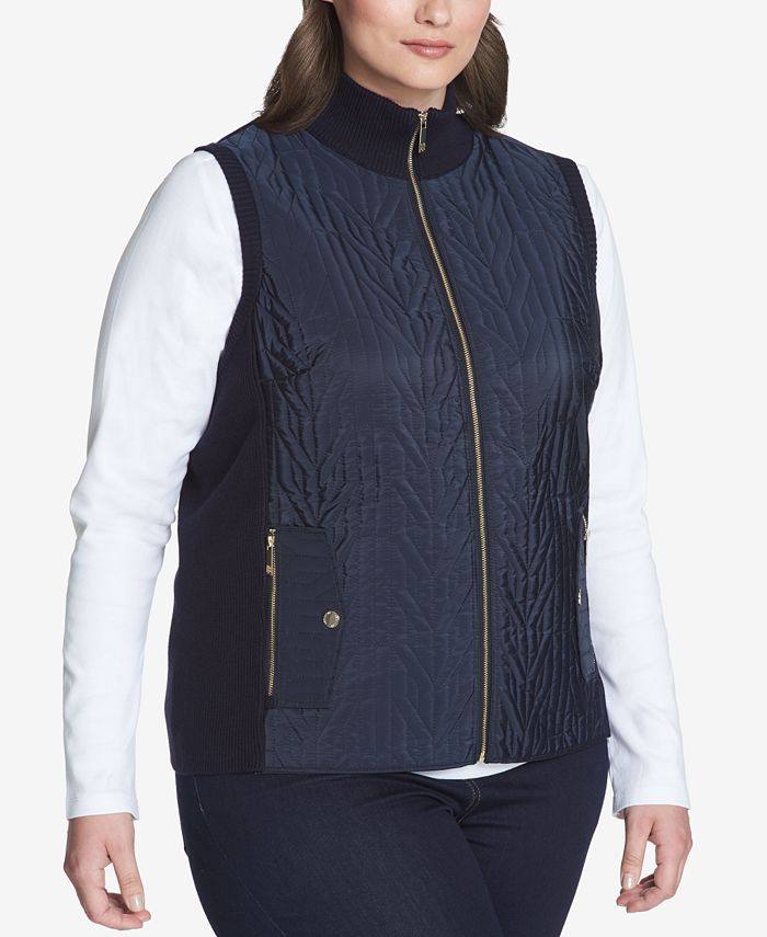 Tommy Hilfiger Plus Size Quilted RibKnit Vest, Created for Macy's Macy's