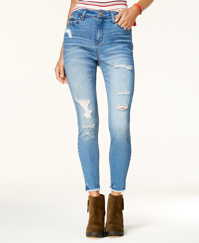 Tinseltown Juniors' HighWaist Ripped Skinny Jeans Macy's