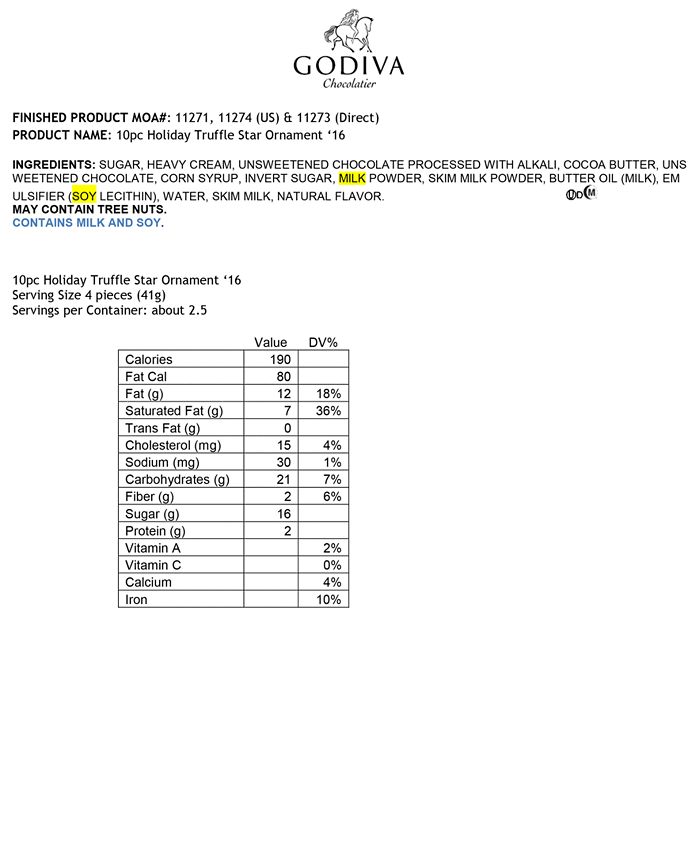 Godiva Star Ornament with 10 pc Assorted Chocolates Macy's