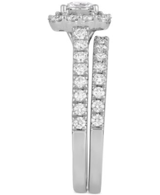  Diamond Princess Cut Halo Bridal Set (1-1/2 ct. t.w.) in 14k White Gold