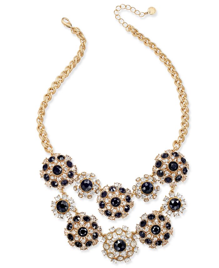 Charter Club Gold-Tone Clear & Jet Crystal Statement Necklace, Created ...
