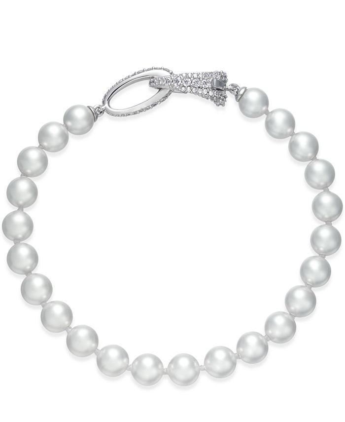 Danori Silver-Tone Imitation Pearl & Pavé Link Bracelet, Created for ...