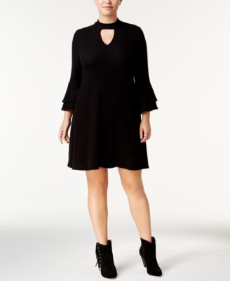 BCX Trendy Plus Size Bell-Sleeve Choker Dress