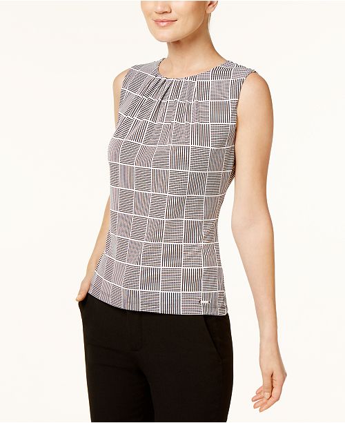Calvin Klein Sleeveless Pleated Top Reviews Tops Women Macy S