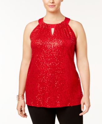 macy's plus size sequin tops