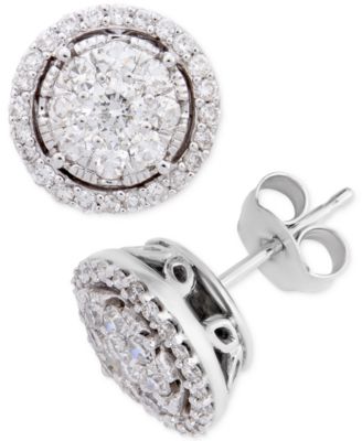 macys diamond halo cluster stud earrings