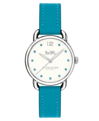COACH Women's Turquoise Blue Leather Strap Watch 28mm 