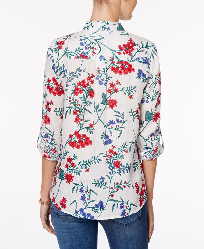 Charter Club Linen Printed Shirt, Created for Macy's & Reviews - Tops ...