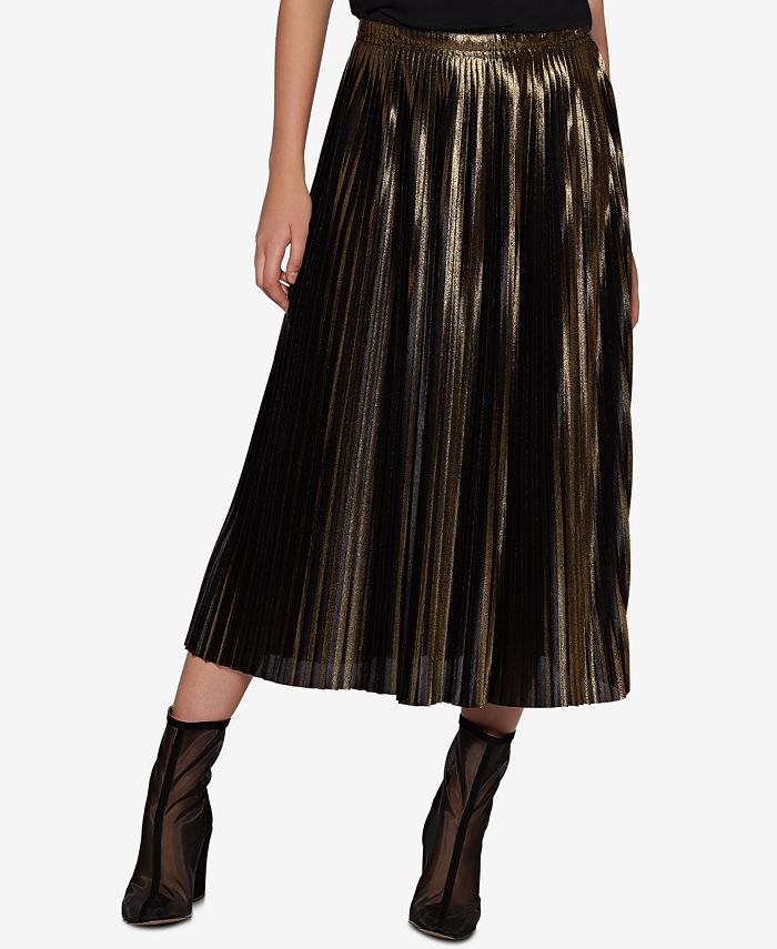 Avec Les Filles Metallic Pleated Skirt - Macy's