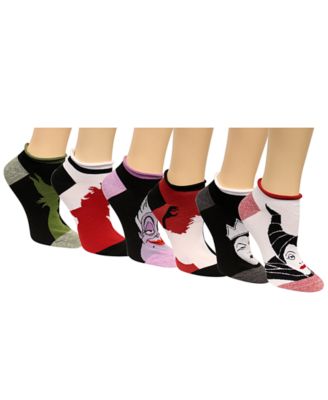 Disney - Women's 6-Pk. Assorted Villains No-Show Socks